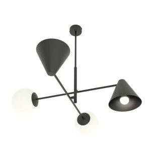 Lampa wisząca Hermes czarny / klosz biały 4x E-14 - Emibig