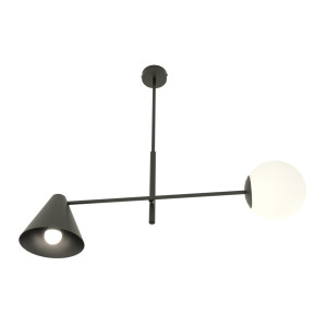Lampa wisząca Hermes czarny / klosz biały 2x E-14 - Emibig