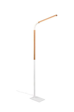 Lampa podłogowa Norris biały, drewno jasne i ciemne LED zintegrowany 445210131 - Trio
