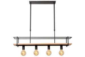 Lampa wisząca Milonga czarny, drewno jasne i ciemne E27 21432/04/30 - Lucide