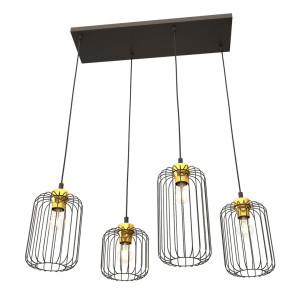 Lampa wisząca Emibig Vander 4 czarna ze złotymi detalami 4×E27