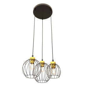 Lampa wisząca Emibig Nando 3 Premium czarna ze złotym 3×E27