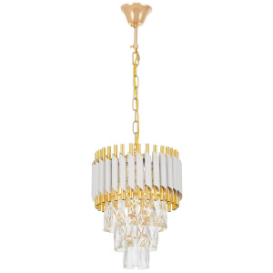 KLASYCZNY ŻYRANDOL KRYSZTAŁOWY BIAŁO-ZŁOTY MAZINI D25