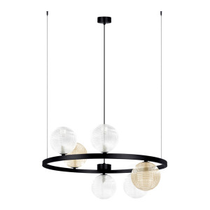 Lampa wisząca SATURNO K-5697 Transparentny, bursztynowy, czarny 6 źr., G9, 10W LED - Kaja
