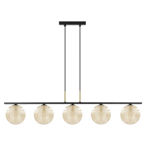 Lampa wisząca GIRO K-5688 Bursztynowy, czarny, złoty 5 źr., G9, 10W LED - Kaja
