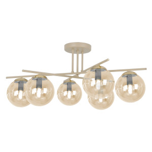 Lampa wisząca FELIX K-5784 Bursztynowy, beż 6 źr., E14, 10W LED - Kaja