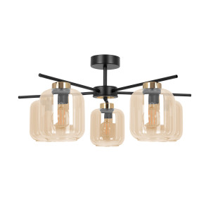 Lampa sufitowa IGA K-5512 Czarny, złoty, bursztynowy 5 źr., E27, 15W LED - Kaja