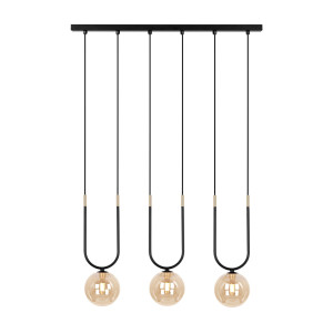 Lampa wisząca GOLDI K-5596 Czarny, złoty, bursztynowy 3 źr., G9, 10W LED - Kaja