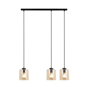 Lampa wisząca SORO K-5570 Czarny, bursztynowy 3 źr., E27, 15W LED - Kaja
