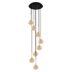 Lampa wisząca GALAXY K-5562 Czarny, złoty, bursztyn 8 źr., G9, 10W LED - Kaja
