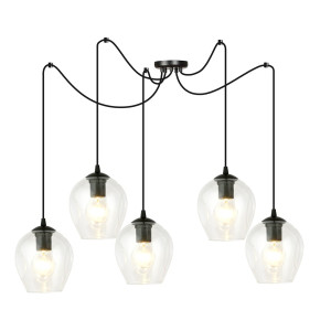 Lampa wisząca Emibig Level 5 czarna z transparentnym kloszem 5×E27