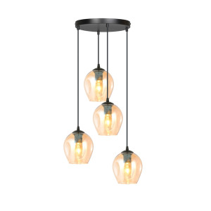Lampa wisząca Emibig Istar 4 Premium czarna z miodowym kloszem 4×E27