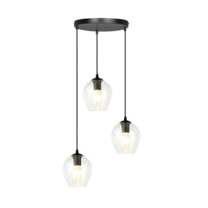 Lampa wisząca Emibig Istar 3 Premium czarna z transparentnym kloszem 3×E27