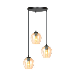 Lampa wisząca Emibig Istar 3 Premium czarna z miodowym kloszem 3×E27