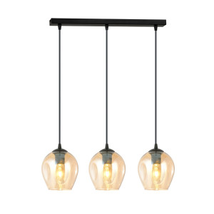 Lampa wisząca Emibig Istar 3 czarna z miodowym kloszem 3×E27