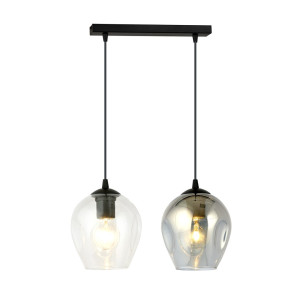 Lampa wisząca Emibig Istar 2 czarna z transparentnym i grafitowym kloszem 2×E27
