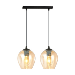 Lampa wisząca Emibig Istar 2 czarna z miodowym kloszem 2×E27