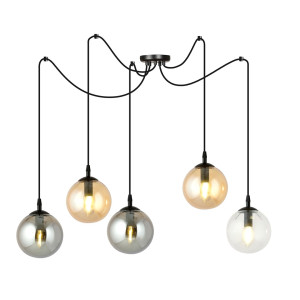 Lampa wisząca Emibig Gigi 5 czarna z mieszanymi kloszami 5×E14