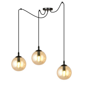 Lampa wisząca Emibig Gigi 3 czarna z miodowym kloszem 3×E14