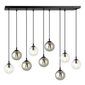 Lampa wisząca Emibig Cosmo 9 czarna z transparentnym i grafitowym kloszem 9×E14