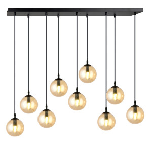Lampa wisząca Emibig Cosmo 9 czarna z miodowym kloszem 9×E14