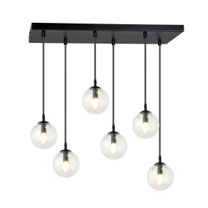 Lampa wisząca Emibig Cosmo 6 czarna z transparentnym kloszem 6×E14