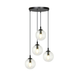 Lampa wisząca Emibig Cosmo 4 Premium czarna z transparentnym kloszem 4×E14