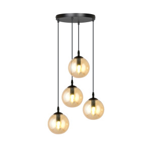 Lampa wisząca Emibig Cosmo 4 Premium czarna z miodowym kloszem 4×E14