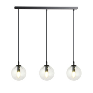 Lampa wisząca Emibig Cosmo 3 czarna z transparentnym kloszem 3×E14