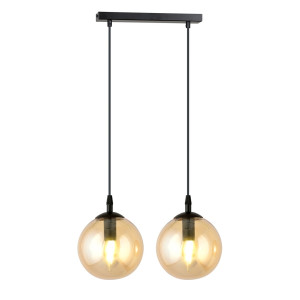 Lampa wisząca Emibig Cosmo 2 czarna z miodowym kloszem 2×E14