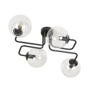 Lampa sufitowa Emibig Brendi 4 czarna z transparentnym kloszem 4×E14