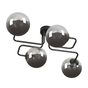 Lampa sufitowa Emibig Brendi 4 czarna z grafitowym kloszem 4×E14