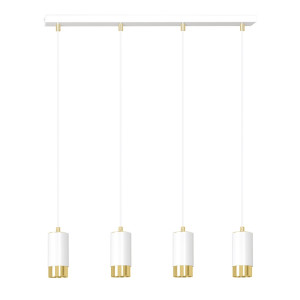 Lampa wisząca Emibig Fumiko 4 biała ze złotym wykończeniem 4×GU10