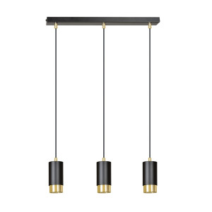 Lampa wisząca Emibig Fumiko 3 czarna ze złotym 3×GU10