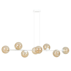 Lampa wisząca Emibig Rossi 879 8 biała z miodowym kloszem 8×E14