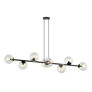 Lampa wisząca Emibig Rossi 8 czarna z transparentnym kloszem 8×E14