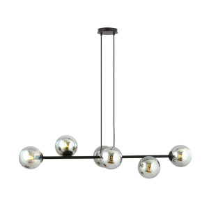 Lampa wisząca Emibig Rossi 6 czarna z grafitowym kloszem 6×E14