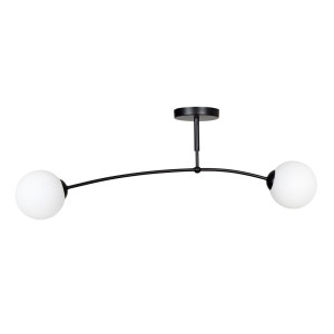 Lampa sufitowa Emibig Pregos 2 czarna z białym kloszem 2×E14