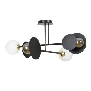 Lampa sufitowa Emibig Minerva 4 czarna z białym kloszem 2×E27