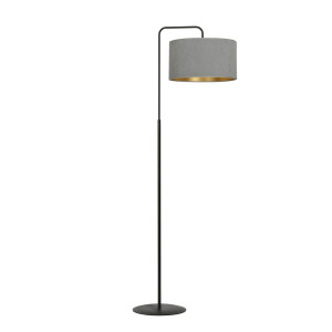 Lampa podłogowa Emibig Hilde czarna z szarym abażurem 1×E27