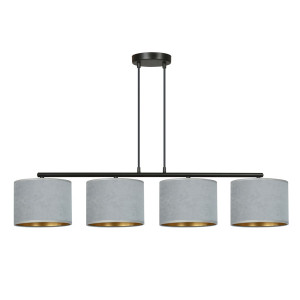 Lampa wisząca Emibig Hilde 4 czarna z szarym kloszem 4×E27