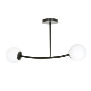Lampa sufitowa Emibig Halldor 2 czarna z białym kloszem 2×E14