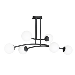 Lampa sufitowa Emibig Halldor 6 czarna z białym kloszem 6×E14