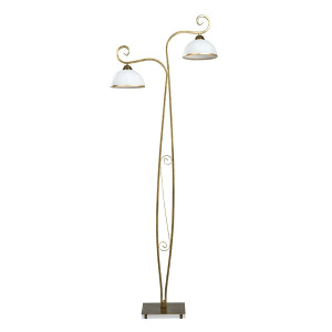 Lampa podłogowa Emibig Wivara złota z białym kloszem 2×E27