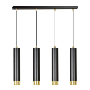 Lampa wisząca Emibig Kibo 4 czarna ze złotym kloszem 4×GU10
