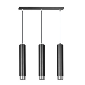 Lampa wisząca Emibig Kibo 3 czarna z chromem 3×GU10