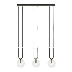 Lampa wisząca Emibig Glam 3 czarna z transparentnym kloszem 3×E14