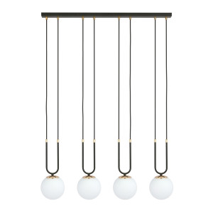 Lampa wisząca Emibig Glam 4 czarna z białym kloszem 4×E14