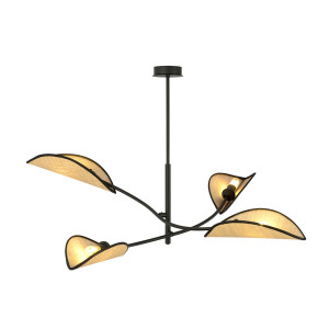 Lampa sufitowa Lotus czarny / klosz brązowy 4x E14 - Emibig