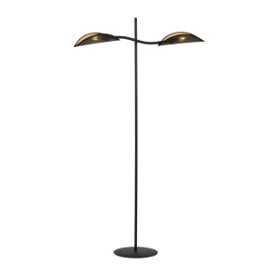 Lampa podłogowa Emibig Lotus LP2 czarna ze złotym kloszem 2×E14